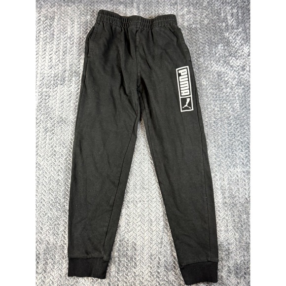 Puma Other - Puma Jogger Sweatpants Boys L 14-16 Black Spellout Logo High Rise Elastic Waist